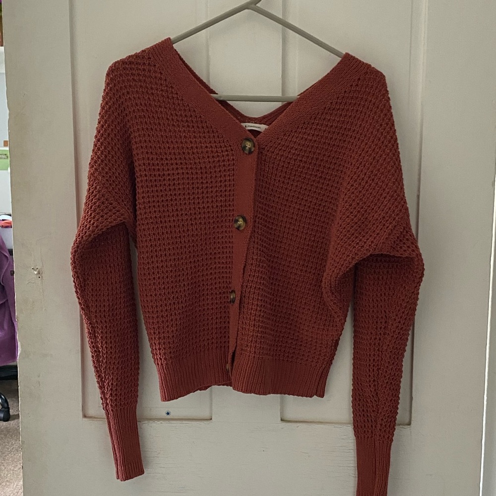 NEW W/OUT TAGS!! orange reversible sweater with buttons